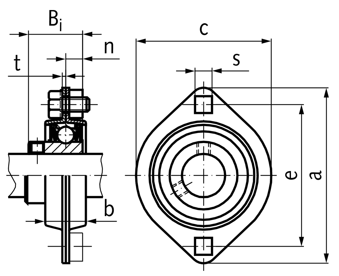 Ball flange bearing BPFL 207 bore 35mm two-part steel sheet, zinc-plated