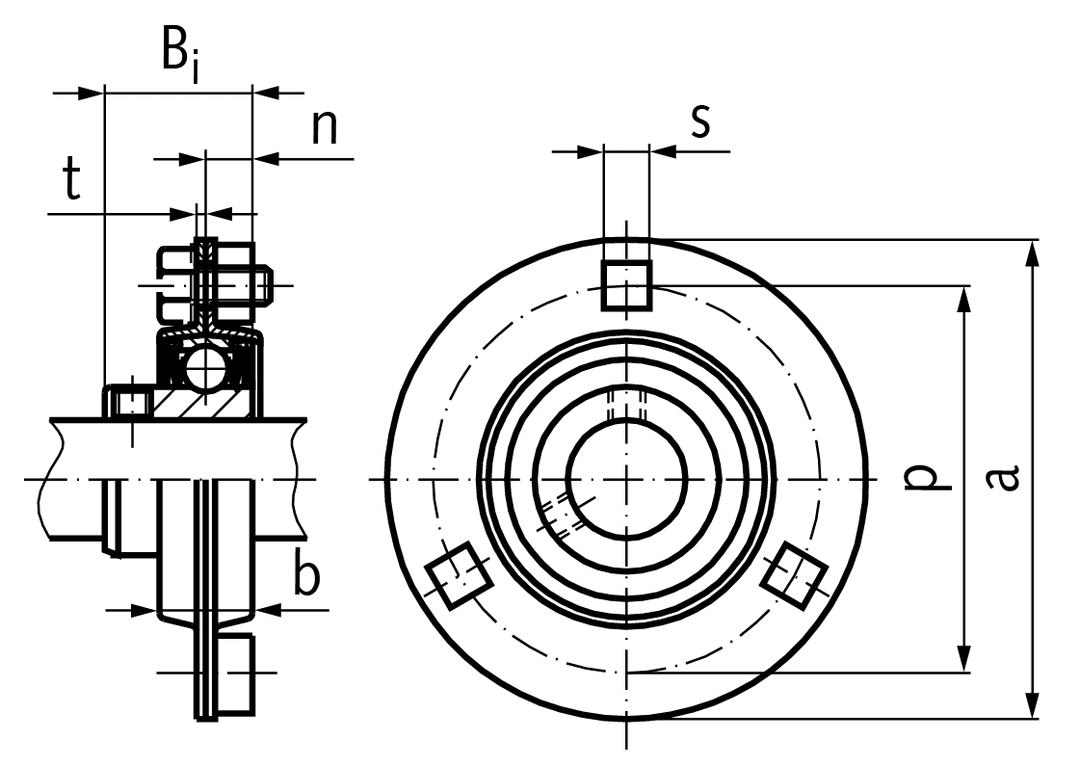 Ball flange bearing SSBPF 203 bore 17mm bearing and two-part housing from stainless steel