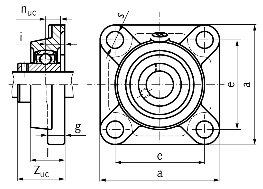 Ball flange bearing TUCF 204 bore 20mm housing from thermoplast black bearing stainless steel