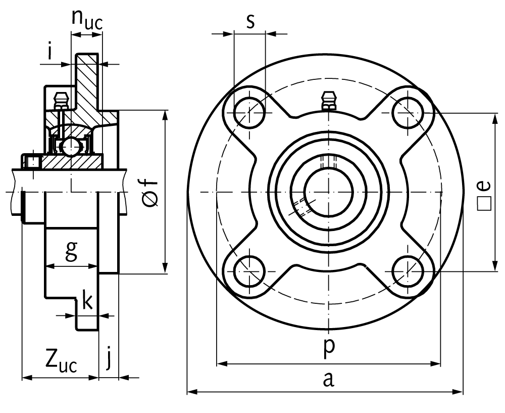 Ball pillow block bearing UCFC 210 bore 50mm material grey cast iron