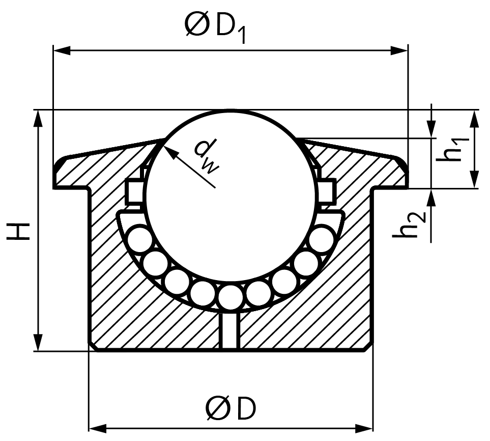 Ball transfer unit 364 size 45 housing steel zinc plated