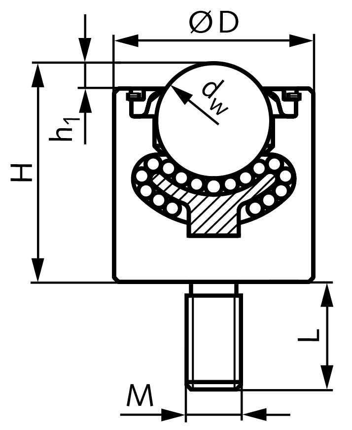 Ball transfer unit 378 size 25,4 diameter 50mm housing steel with KTL “anti-oxide” electrophoretic coating
