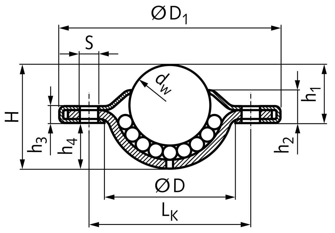 Ball transfer unit 380 size 23 housing steel zinc plated