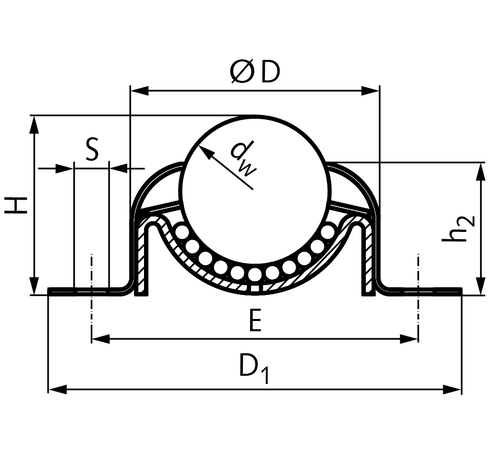 Ball transfer unit 387 size 25,4 stainless steel