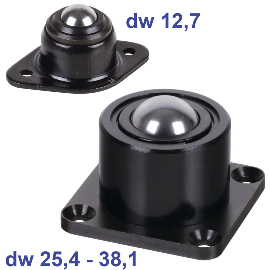 Ball transfer unit 388 size 25,4 total height 44,5mm housing steel with KTL “anti-oxide” electrophoretic coating
