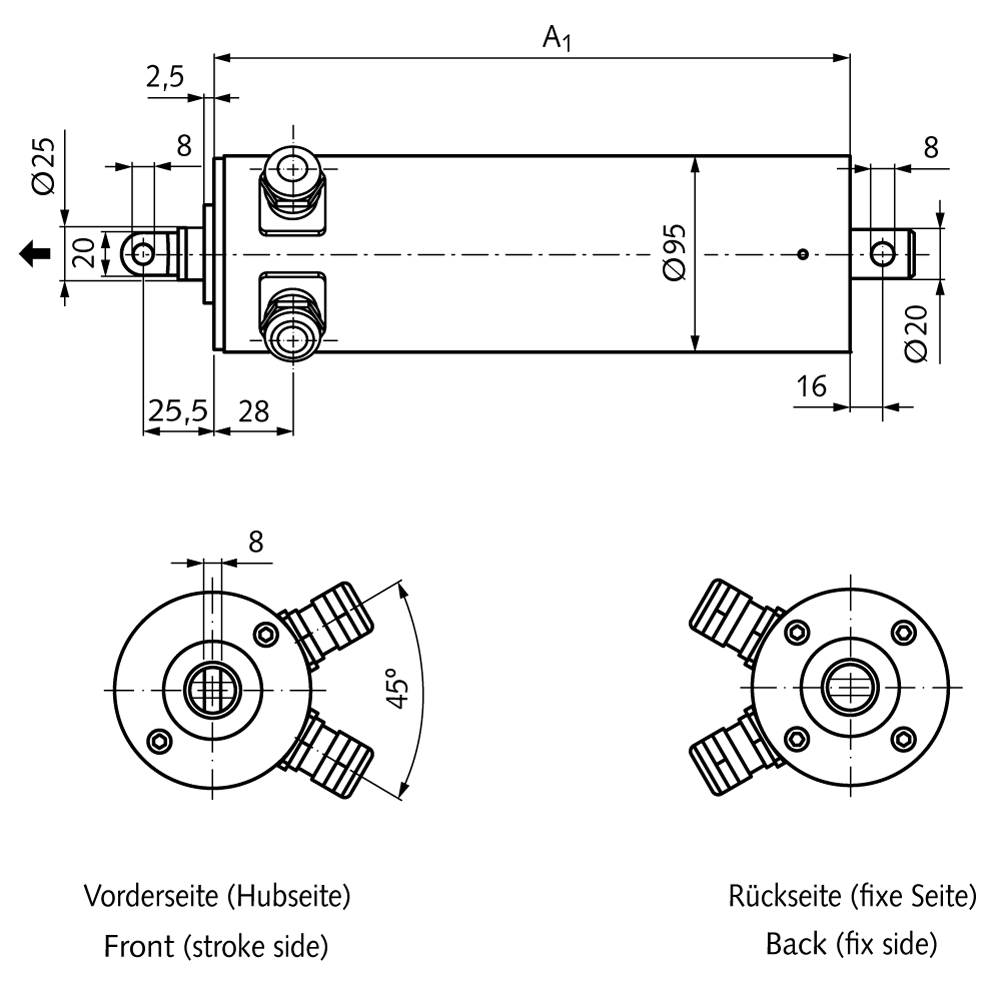 Actuator MM 95 speed 10.5 mm/sec stroke 300 mm 3x 400V AC 50Hz