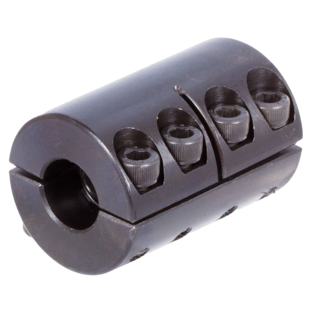 Two-piece clamp coupling MAT both sides bore 25mm without keyway steel C45 black oxide finished with bolts DIN 912-12.9