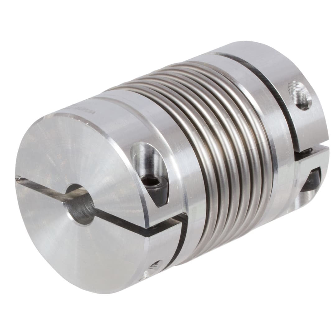 Steel bellow coupling MCK short version MDmax 18Nm both sides bore 10mm overall length 63mm hub diameter 45mm