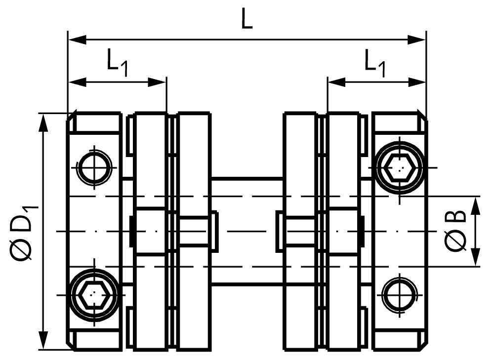 Membrane coupling MEM with clamping hub bore both sides 10mm max. torque 5.6Nm