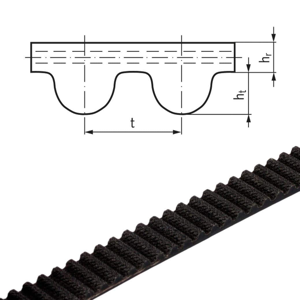 Neoprene timing belt HTD 3M width 9mm 3M-09 open length