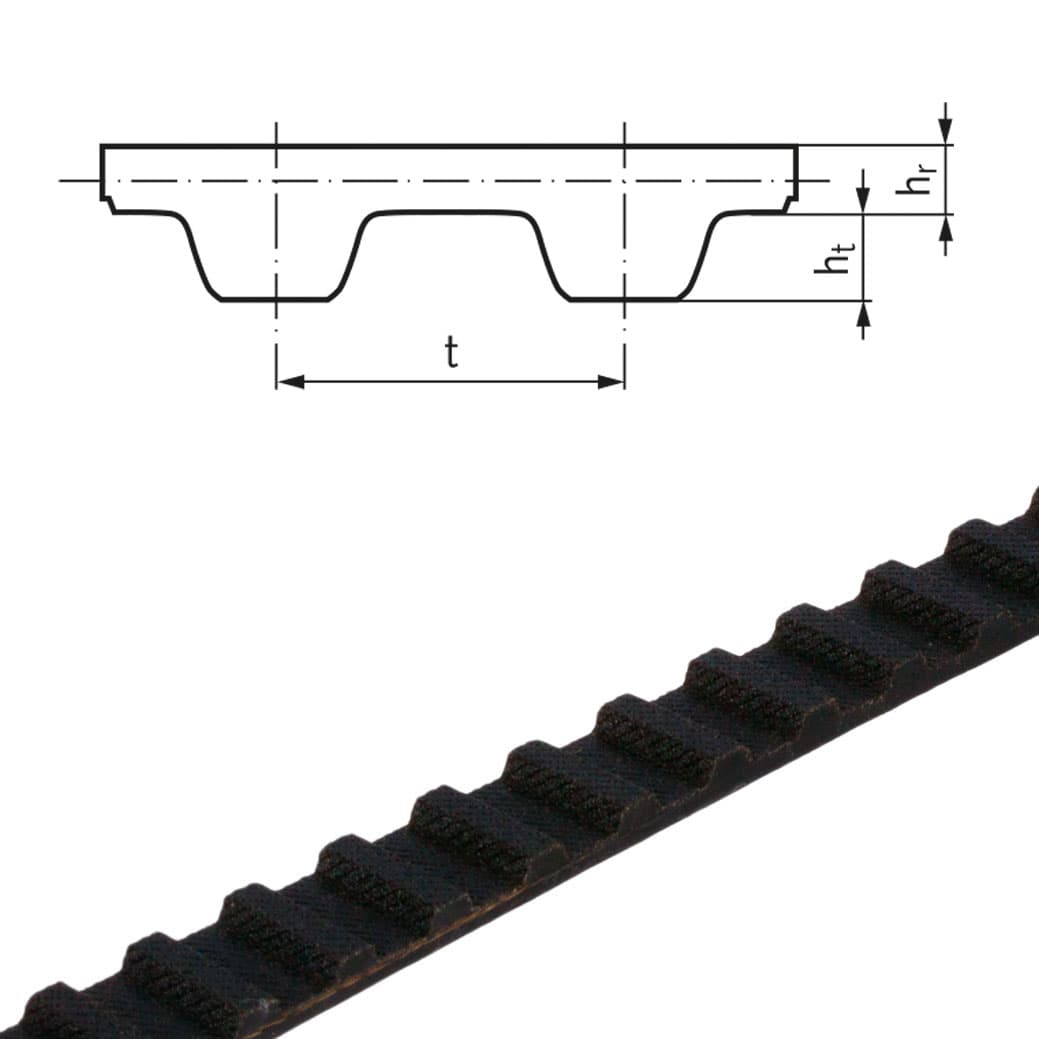 Neoprene timing belt H=1/2″ (12.7mm) width 150=38.1mm open length