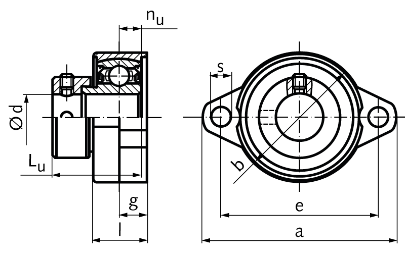 Ball flange bearing UFL 001 bore 12mm with eccentric ring material zinc die cast