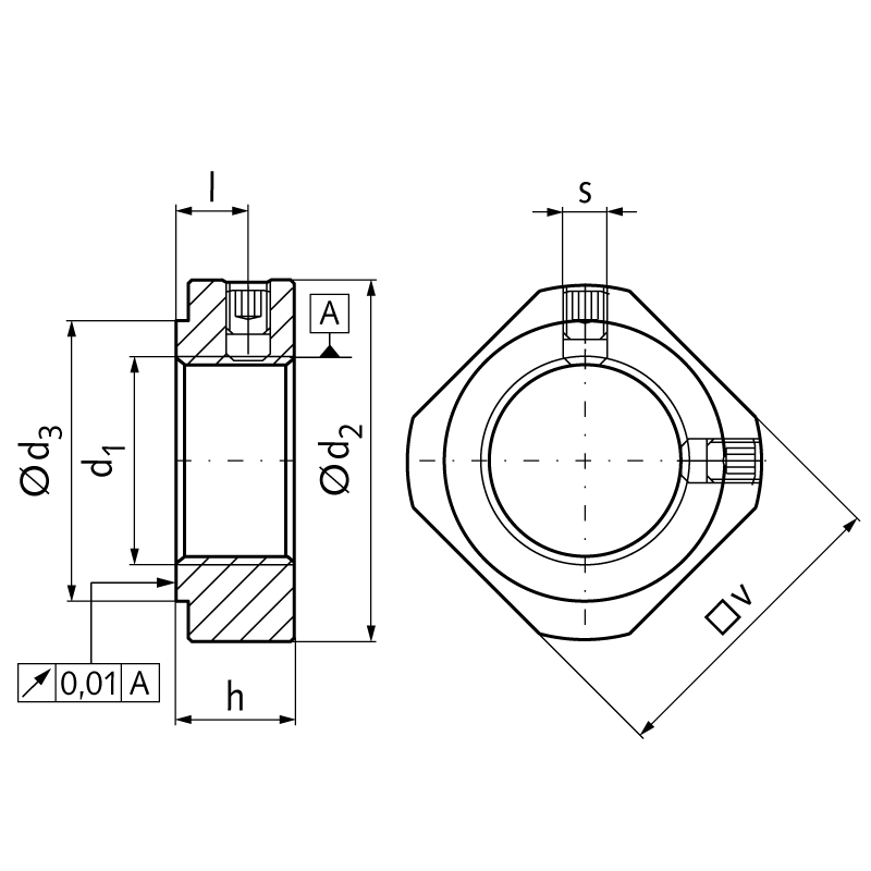 Locknut KMV size 0 M10 x 1 steel nickel-plated