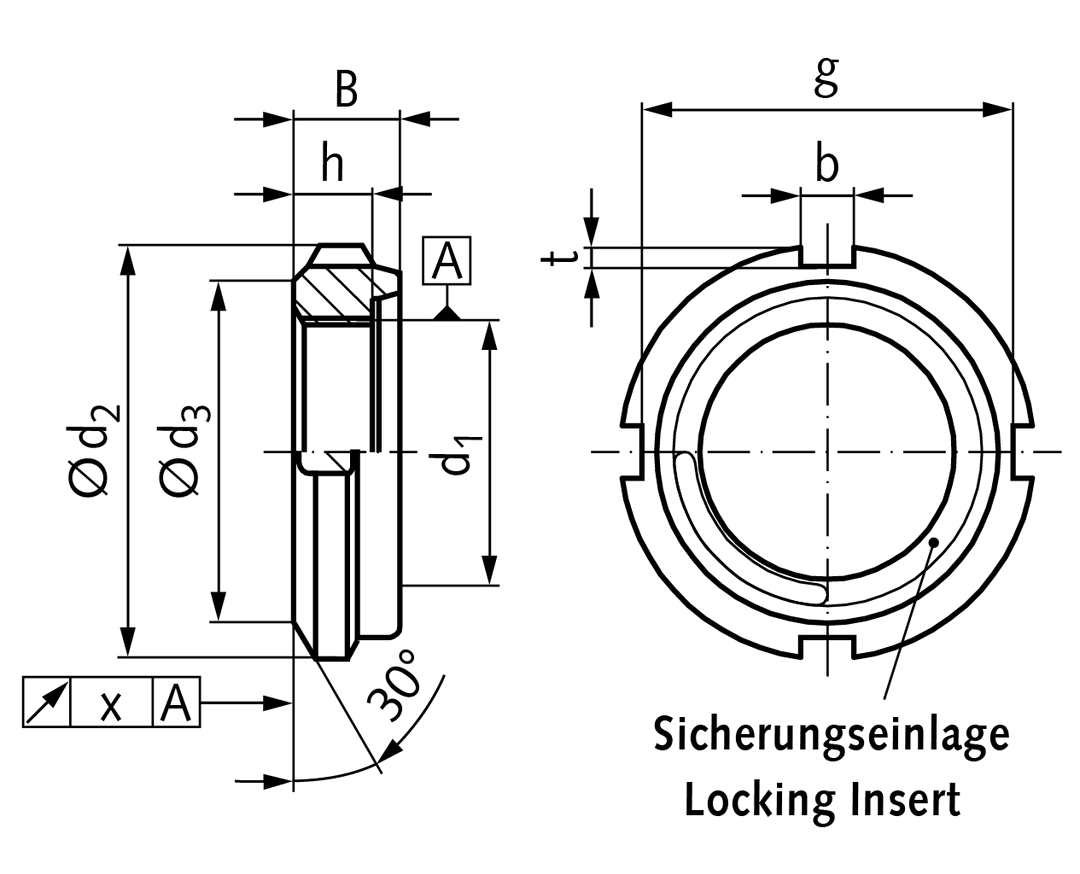 Locknut UW with integrated threadlocker thread M60x2