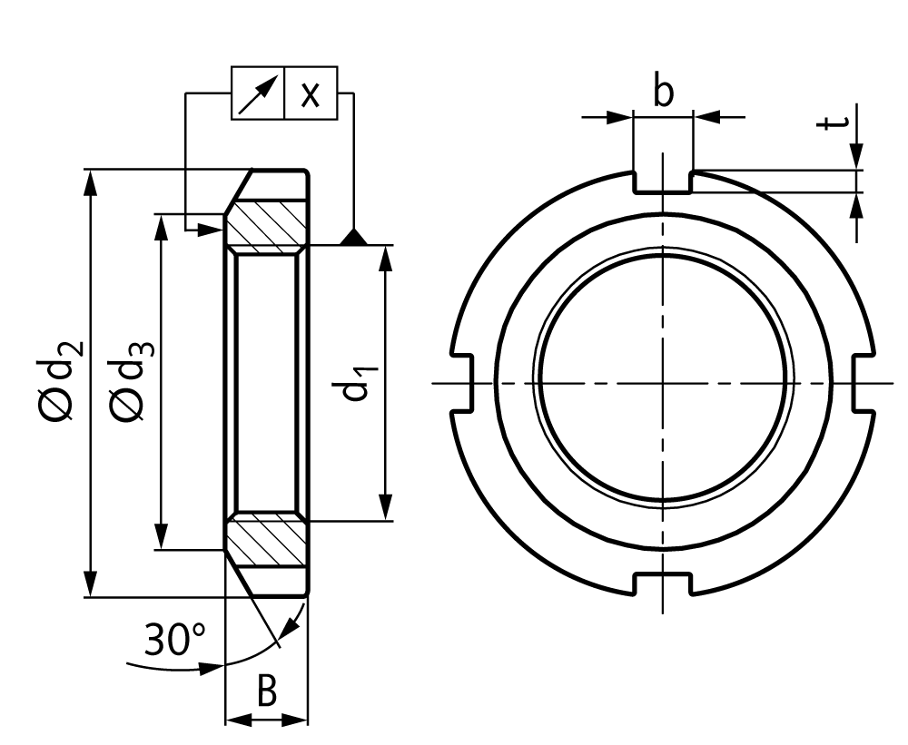 Locknut DIN 981 KM5 M25x1,5 zinc plated