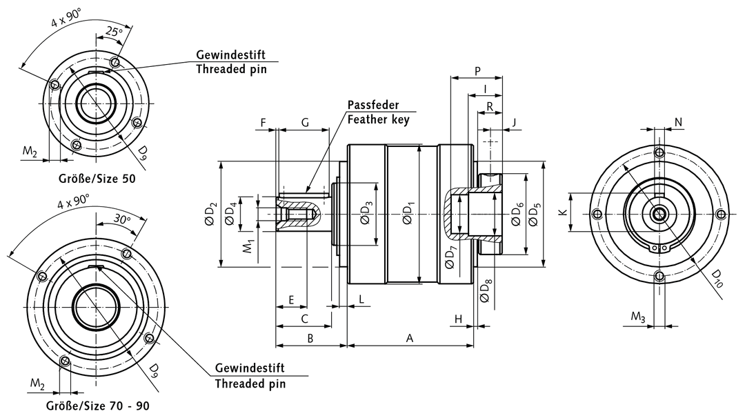 Planetary gearbox MPL size 70 ratio i=10 1-stage