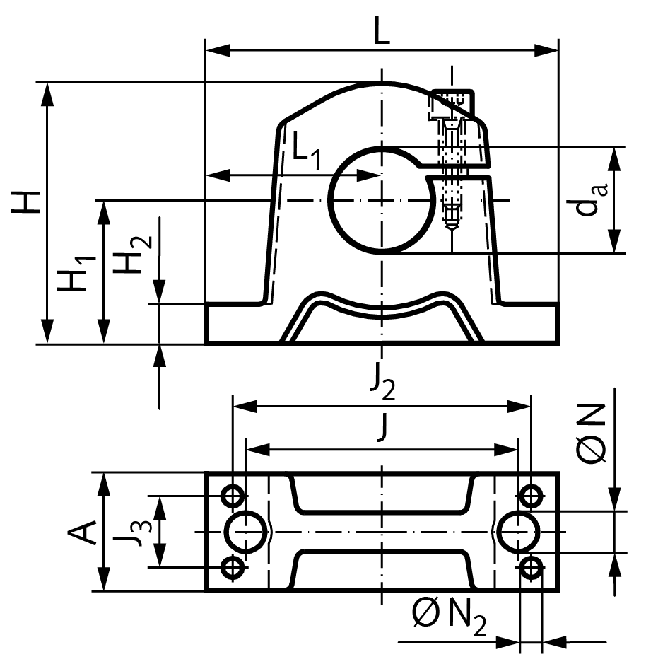 Precision shaft block GW ISO series 3 for shaft diameter 25mm