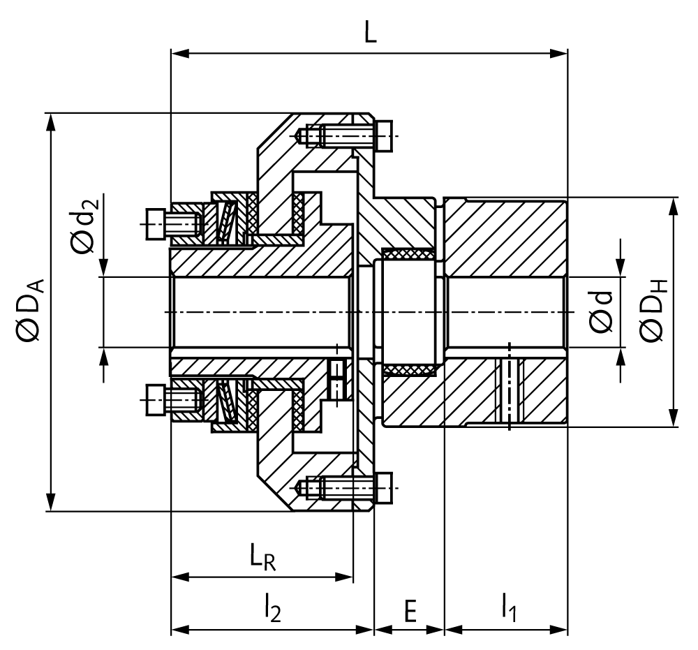 Sliding hub with elastic coupling type RNR, size 00