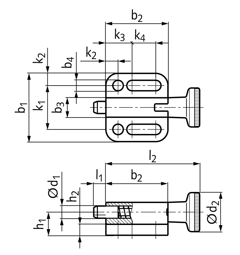 Index plunger 417 type C with rest position with knob plunger diameter 8mm