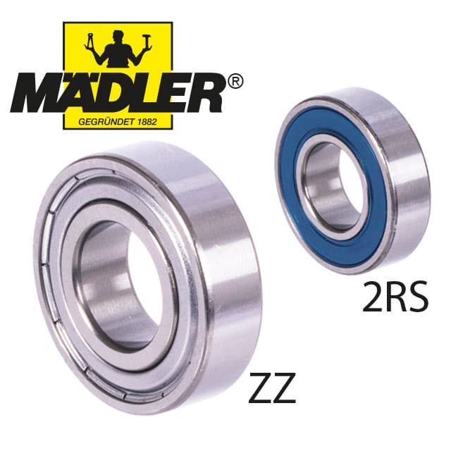MAEDLER stainless steel deep groove ball bearing single row inner Ø 7mm outer Ø19mm width 6mm with blue NBR seals on both sides
