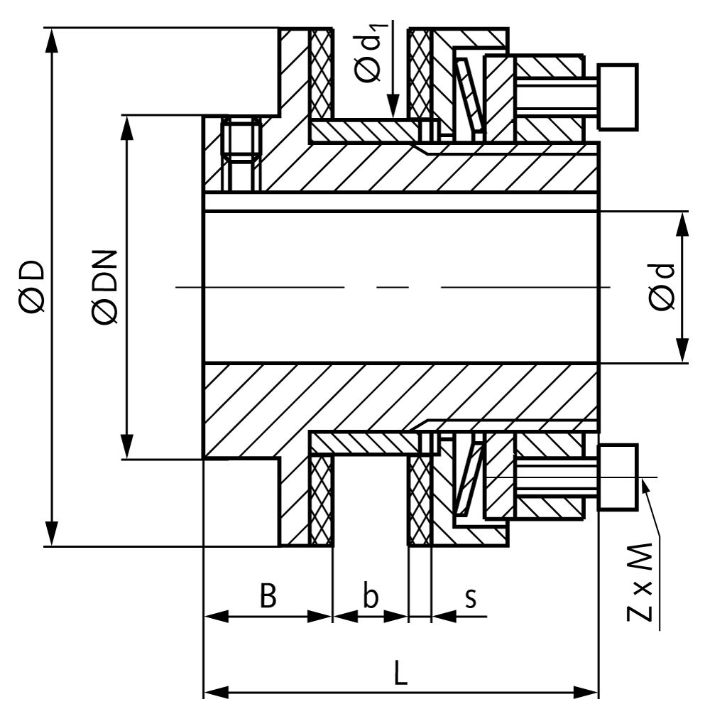 Sliding hub FA size 01 torque adjustable 5-35 Nm outer diameter 58 mm max. bore: 22mm