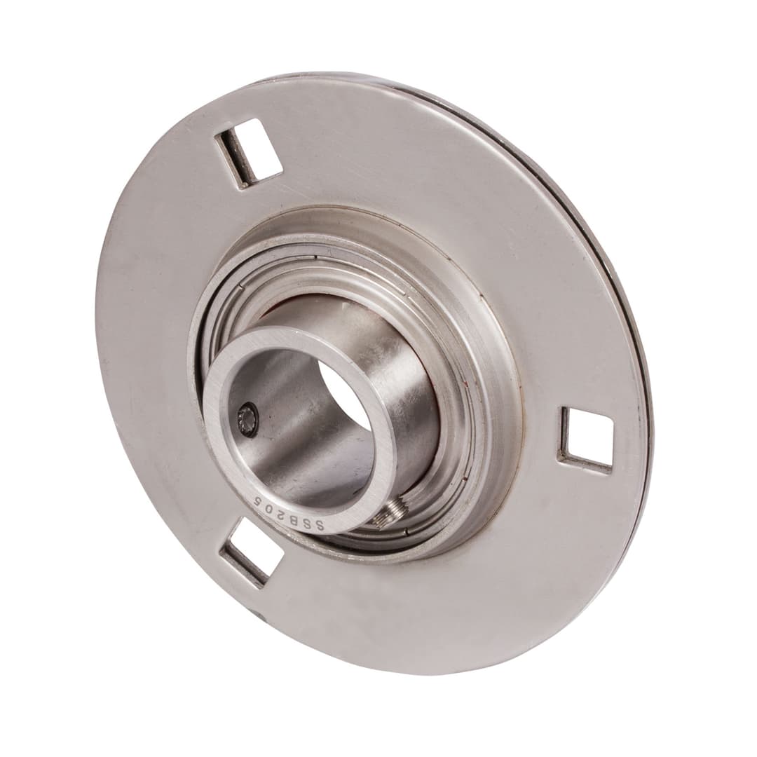 Ball flange bearing SSBPF 203 bore 17mm bearing and two-part housing from stainless steel