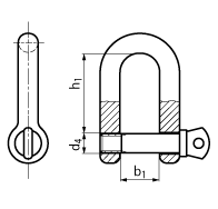 Shackle, straight commercial version without CE marking forged steel, zinc-plated nominal size 11 mm
