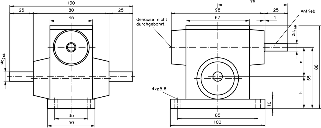 Worm gear unit G/II version B centre distance 33mm i=75:1 (For operating instructions please visit the download area of our website www.maedler.de)