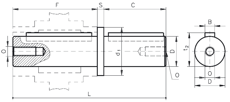Output shaft single-sided for Worm gear unit H/I size 40 diameter 18mm overall length 120mm