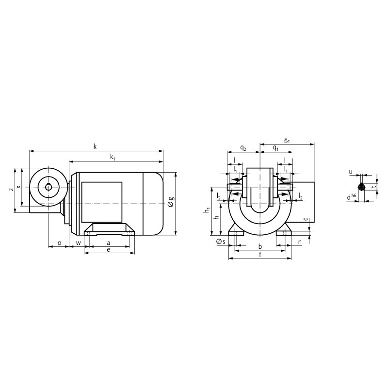 Worm geared motor MEG 250 Watt 230/400V 50Hz IE2 i=56:1 output speed approx. 50 rpm permitted Md2=12Nm (For operating instructions please visit the download area of our website www.maedler.de)