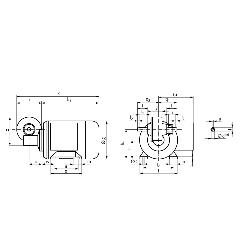 Worm geared motor MEK 90 Watt 230/400V 50Hz IE1 i=75:1 output speed approx. 19 rpm permitted Md2=8.8Nm (For operating instructions please visit the download area of our website www.maedler.de)