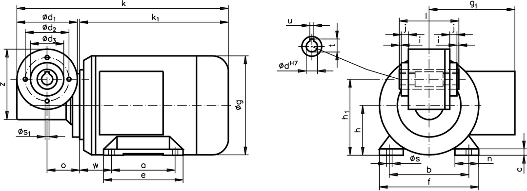 Worm geared motor MH with hollow shaft 250 Watt 230/400V 50Hz IE2 i=32:1 output speed approx. 88 rpm Md2=14Nm (For operating instructions please visit the download area of our website www.maedler.de)