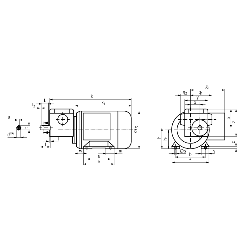 Worm geared motor MZ 90 Watt 230/400V 50Hz IE1 i=50:1 output speed approx. 28 rpm permitted Md2=7.8Nm (For operating instructions please visit the download area of our website www.maedler.de)