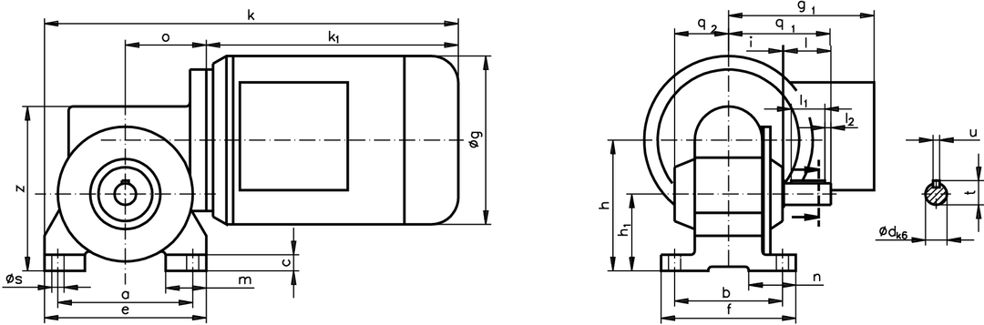 Worm geared motor R 250 Watt 230/400V 50Hz IE2 i=30:1 output speed approx. 47 rpm Md2=27Nm (For operating instructions please visit the download area of our website www.maedler.de)