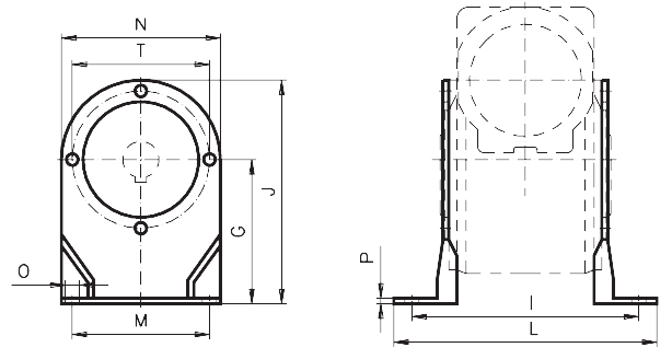 Foot mounting for worm geared motor HMD/I gearbox size 030 width 78mm overall height 94mm