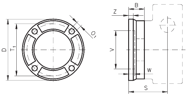 Output flange for worm geared motor HMD/I gearbox size 045 diameter 110mm overall height 2.,5mm