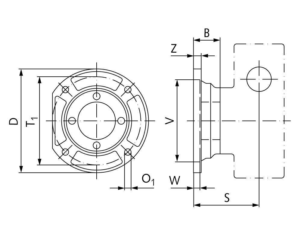 Round output flange for worm gear motor HMD/II gearbox size 063
