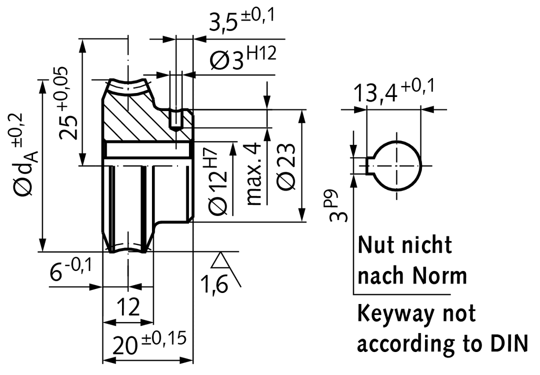 Precision worm wheel centre distance 25mm i=40 40 teeth