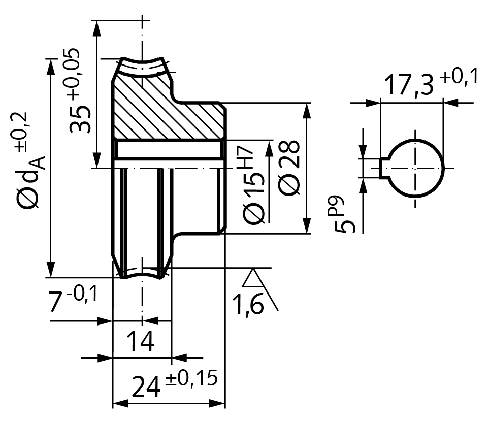 Precision worm wheel centre distance 35mm i=10 30 teeth
