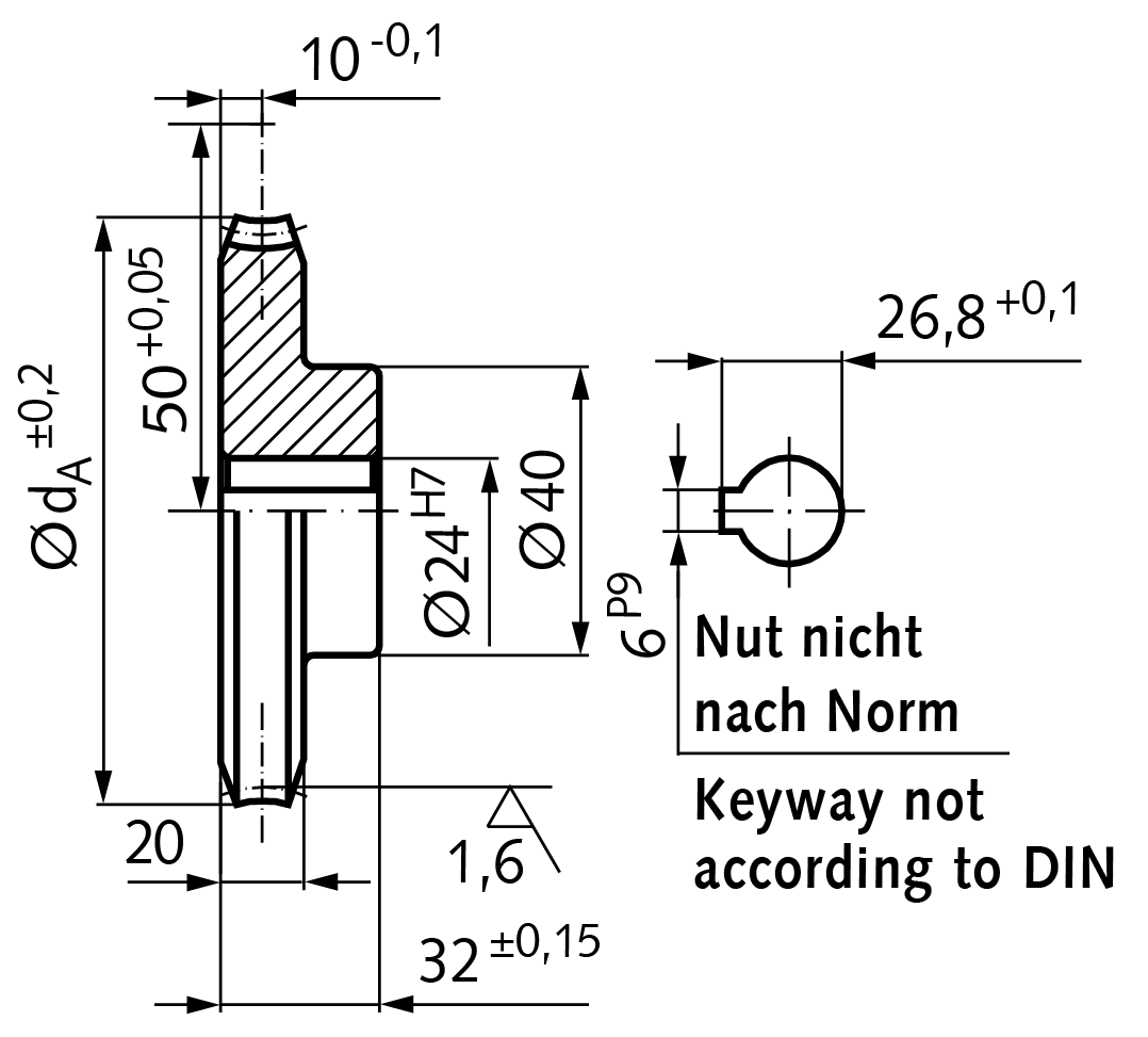 Precision worm wheel centre distance 50mm i=4.25 17 teeth