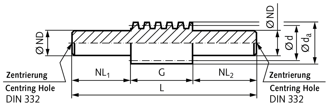 Worm shaft made of steel 11SMn30+C module 1.5 single-thread right hand