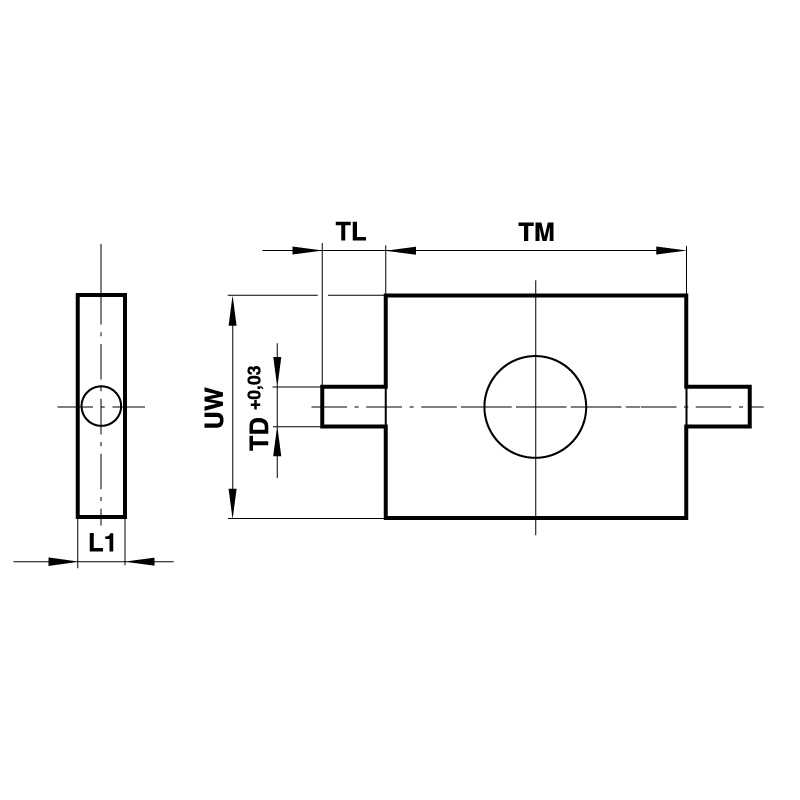 Detachable trunnion mounting for cylinder diameter 20/25mm