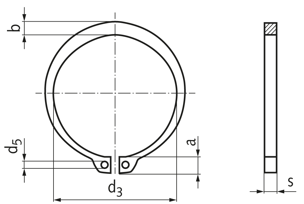Retaining ring DIN 471 22mm spr. steel