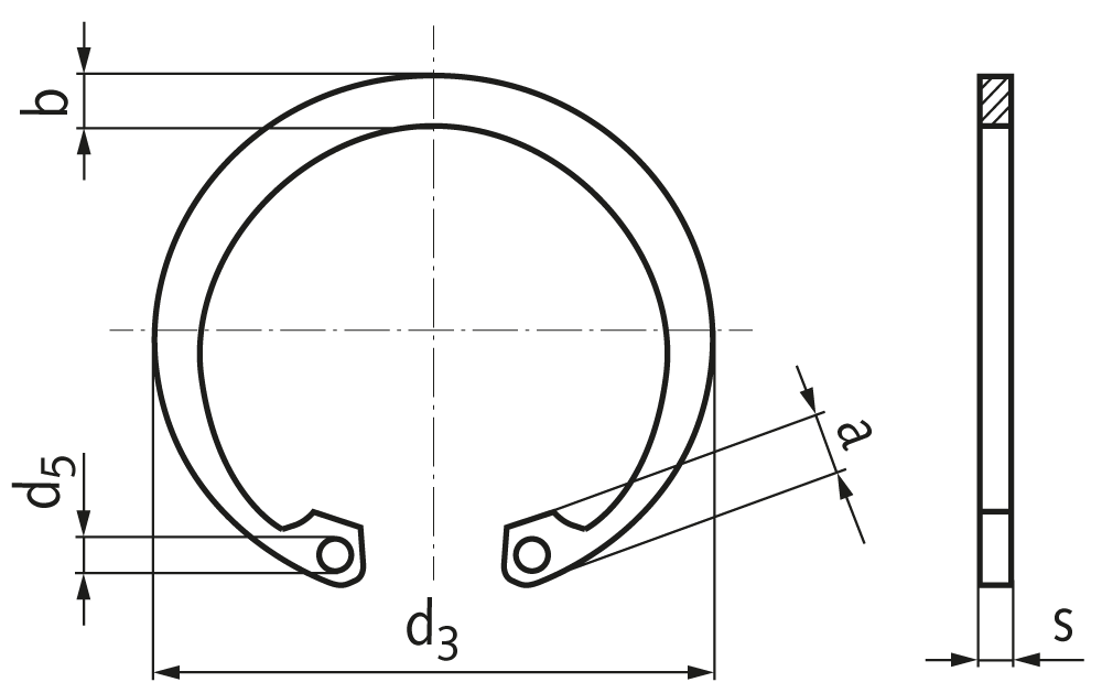 Retaining ring DIN 472 75mm spr. steel