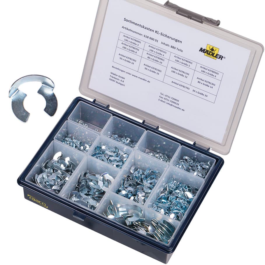 Assortment box zinc plated KL-circlips (snap rings)