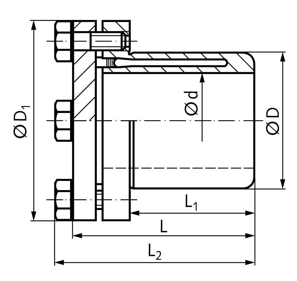 Clamping bush MSD-N stainless steel bore 25mm max. torque 210Nm