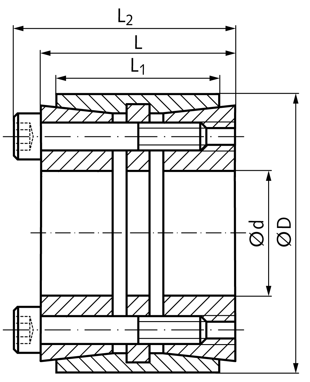 Locking assembly COM-LL bore 40mm size 40x65x45mm