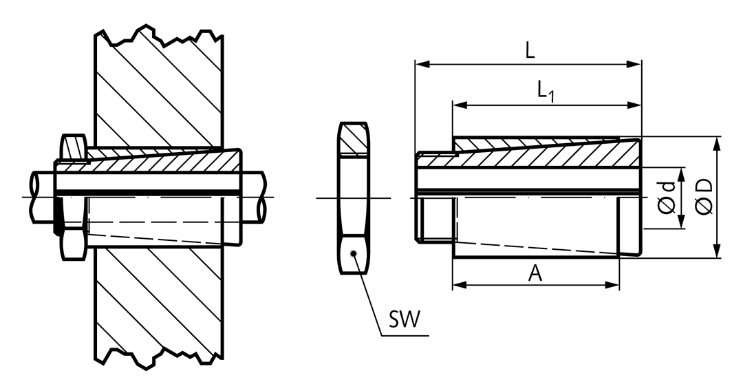 Locking assembly SIG stainless steel 1.4301 bore 9mm
