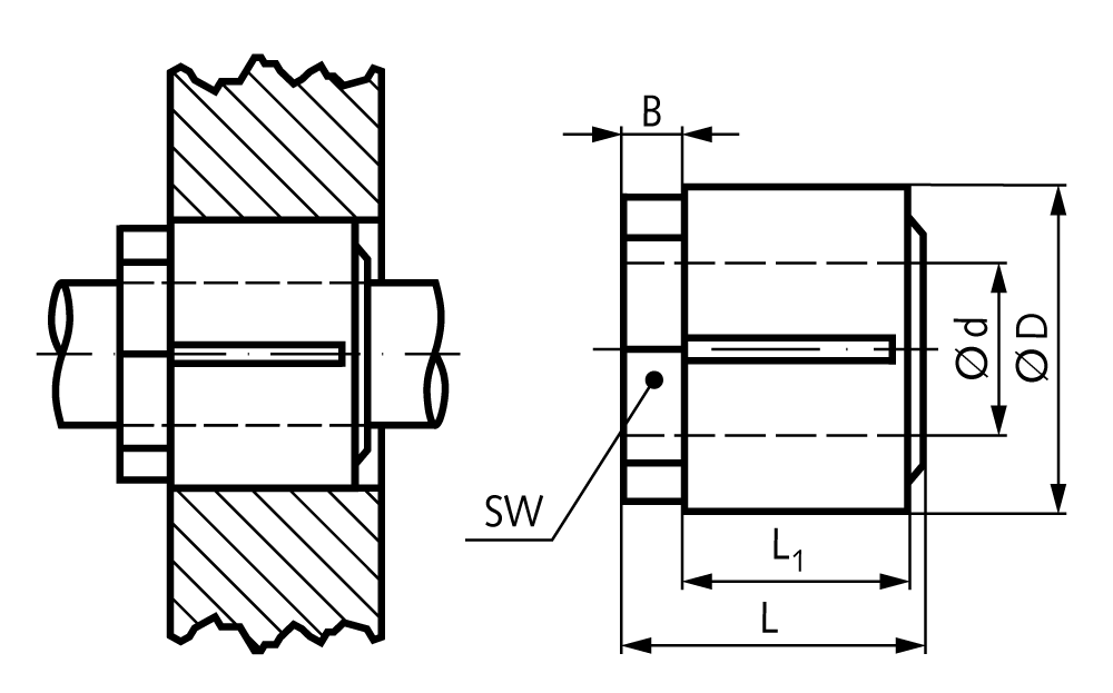 Locking assembly TT bore 35mm size 35-50