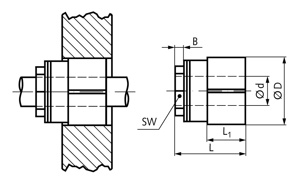 Locking assembly TT bore 12mm size 12-23